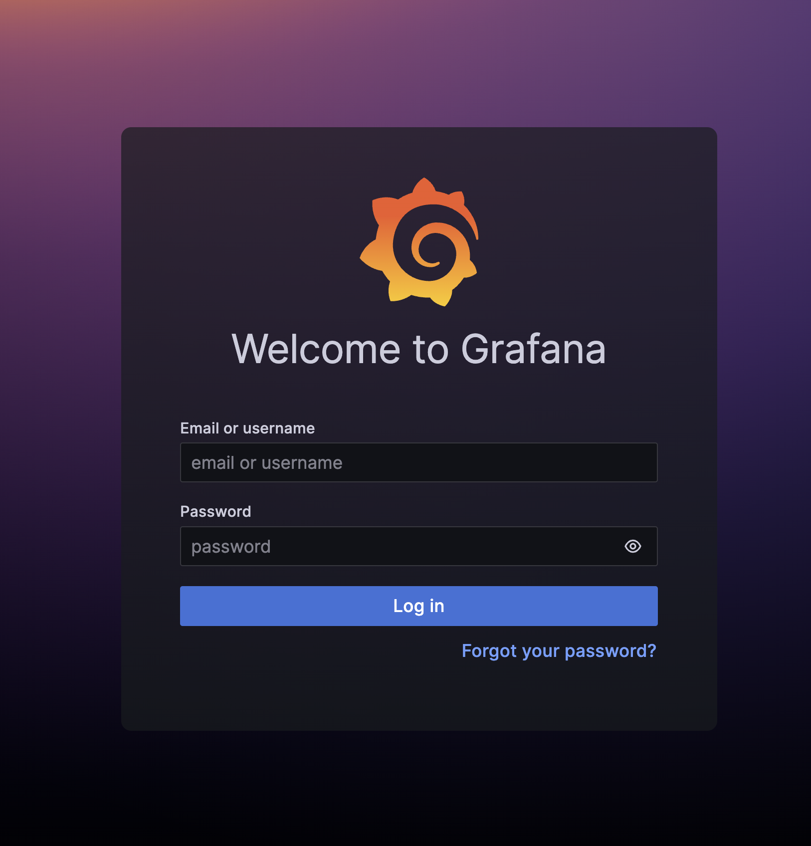 Grafana login page